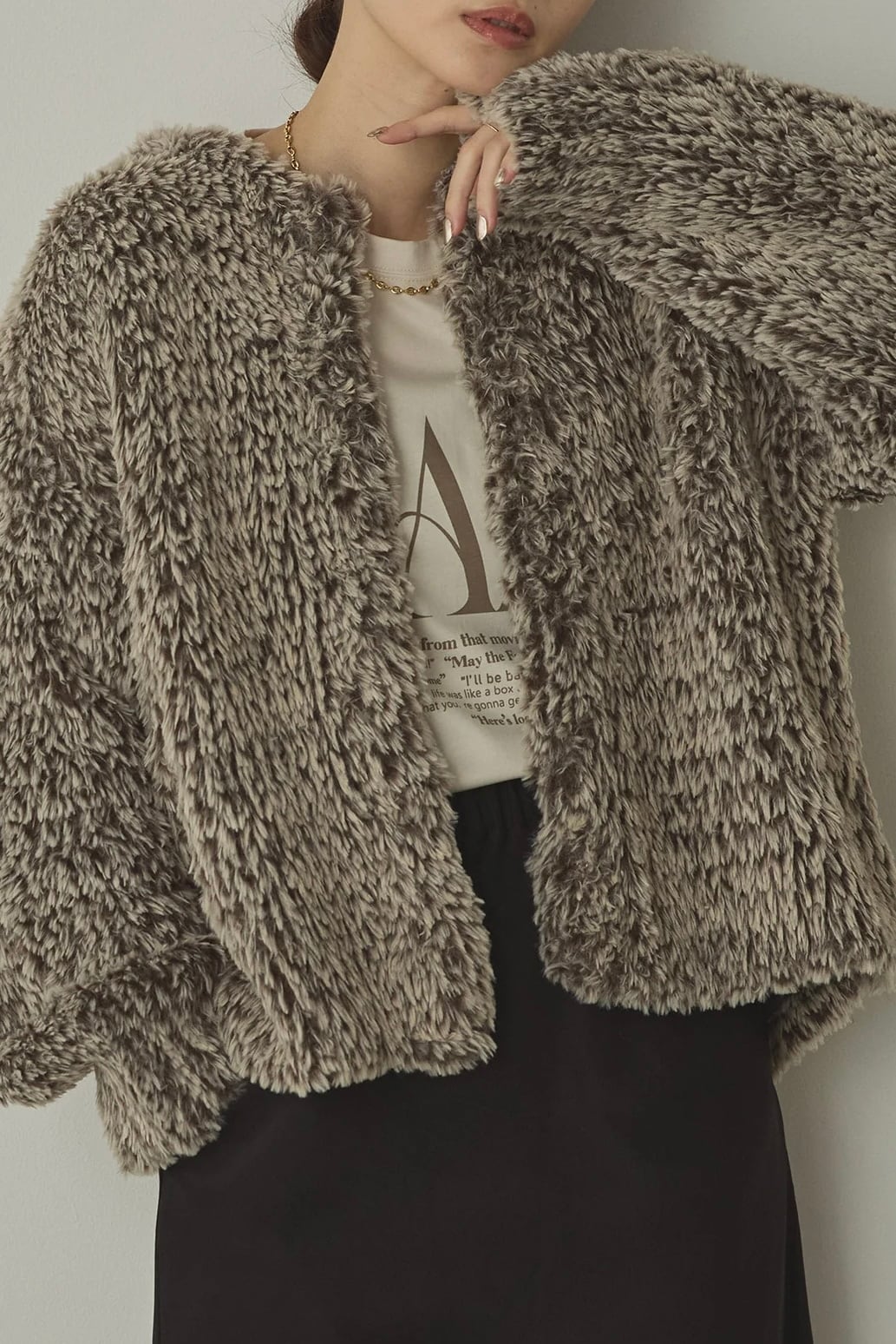 Fur knit coat ファーニットコート Brown