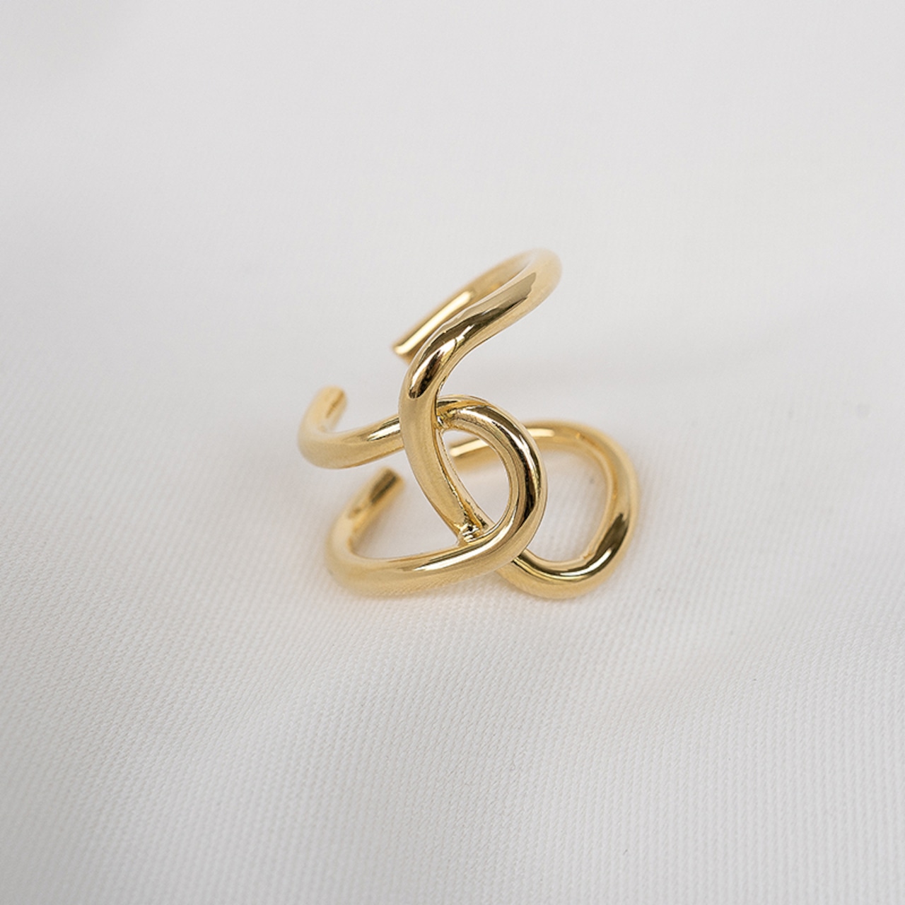 【ネコポス便】ボリューム 変形デザイン ワイド リング 0953