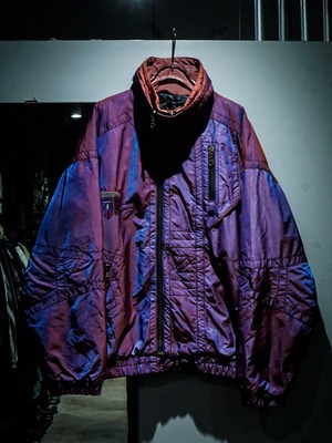 【add (C) vintage】"玉虫" Beautiful Color Multi Gimmick Design Vintage Loose Padded Gear Jacket