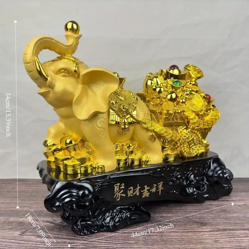 象 ゾウ 置物 オブジェ 黄金 金色 金 富 繁栄 樹脂素材 高級感 運 開運