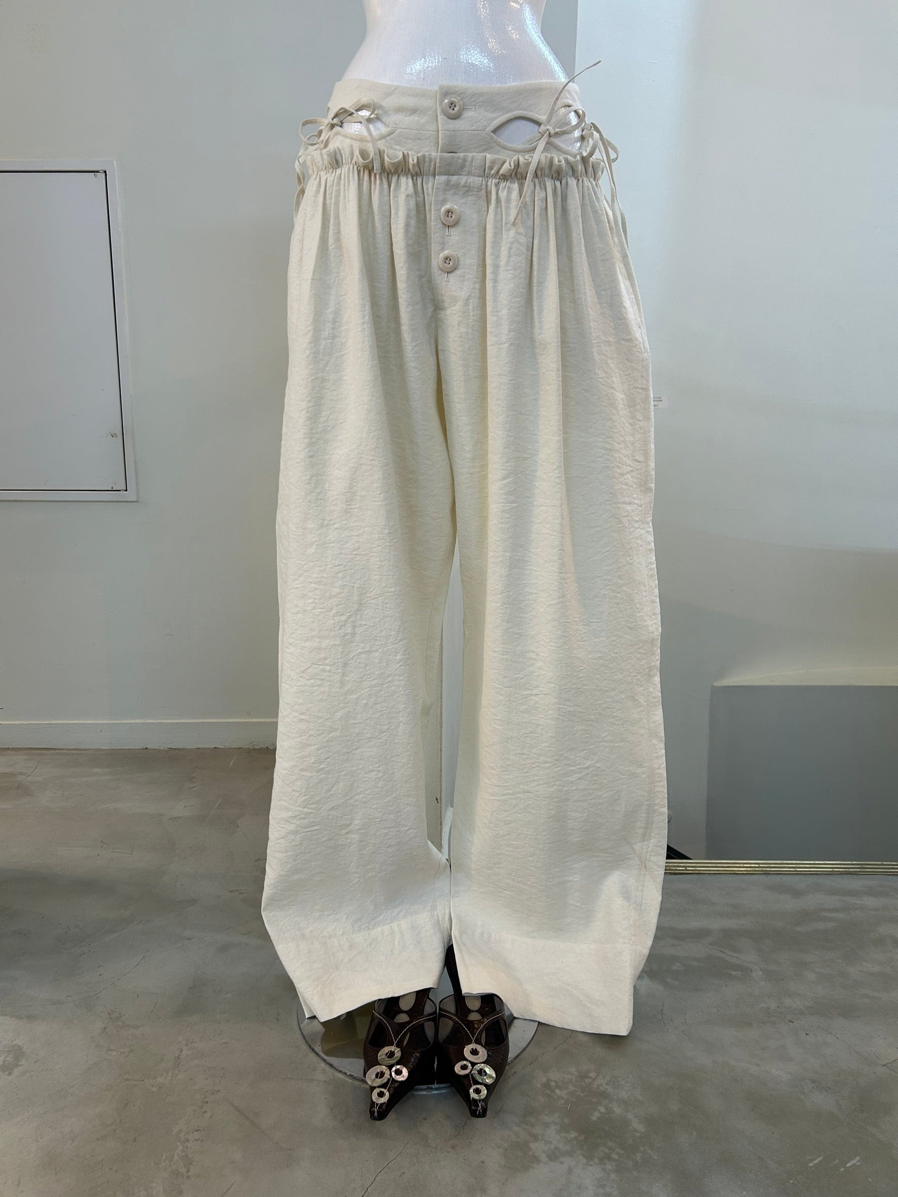 RUIbuilt textured silk cutout lounge pants