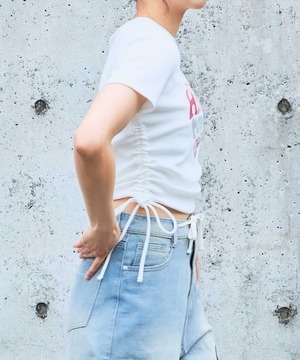 ラメハートギャザー半袖トップス