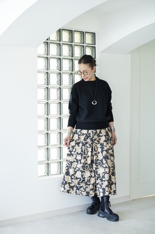 Lepivot 花柄プリントタックスカート