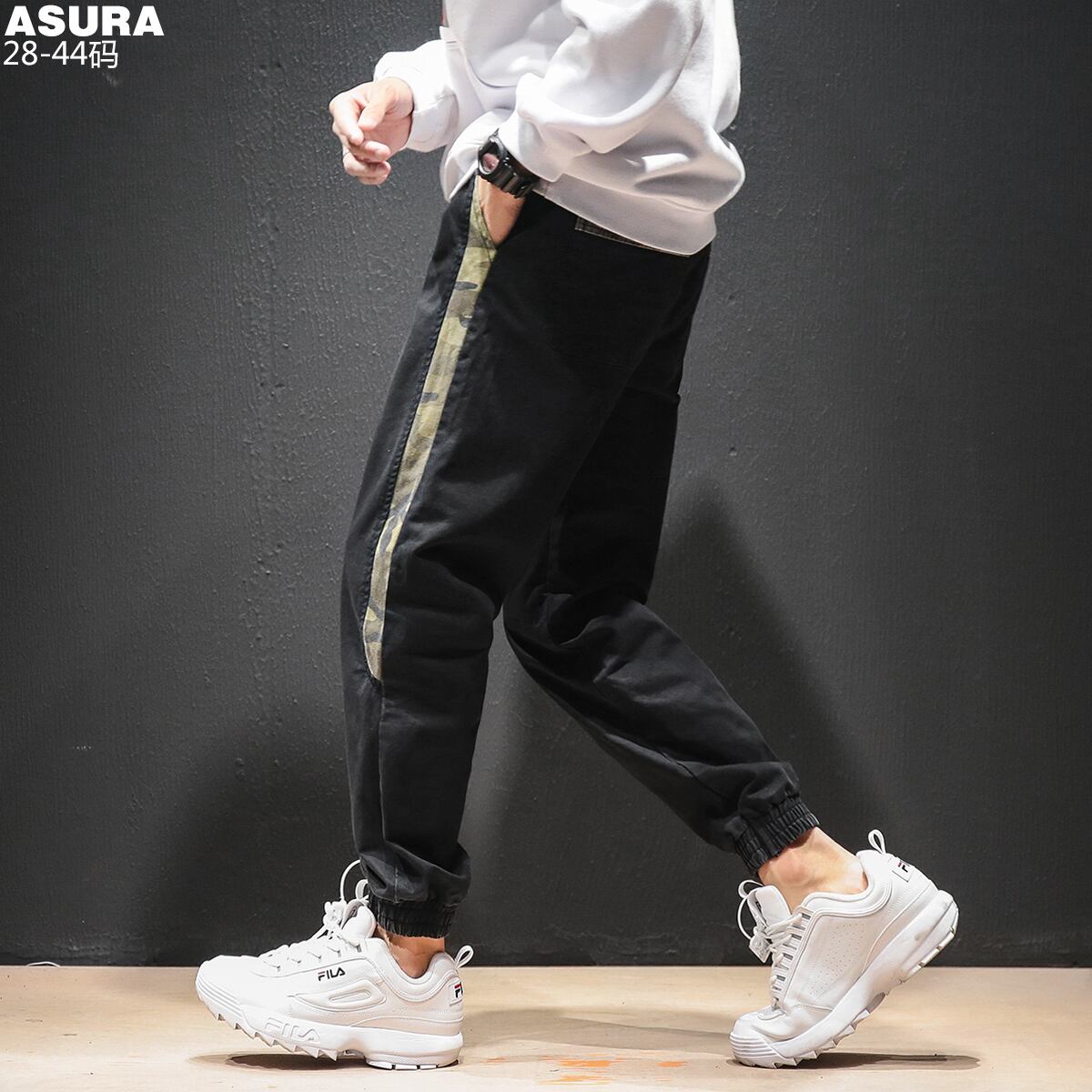 迷彩柄カジュアルパンツ ルーズサマー レース ストリート 大きめサイズ 夏物 ASURAプラスサイズメンズ63920767986