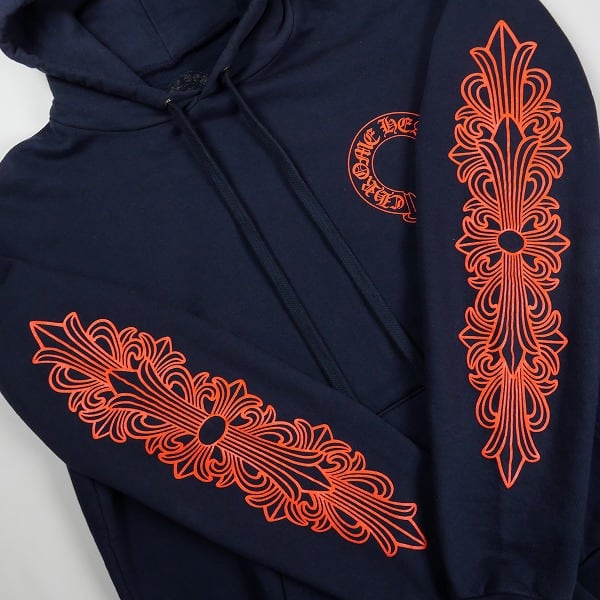 Size【S】 CHROME HEARTS クロム・ハーツ HORSE SHOE HOODIE NAVY/RED