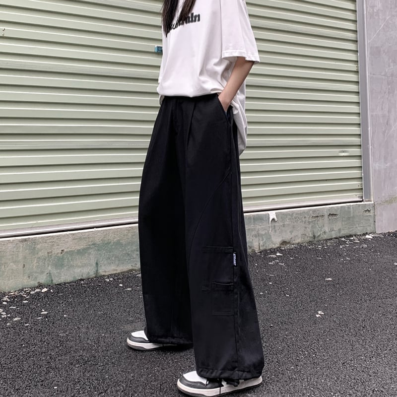 メンズ 長ズボン ストレート ストリート オーバーサイズ M00195 パンツ ワイドパンツ ストレート 幅広 ストリート系 ハイ