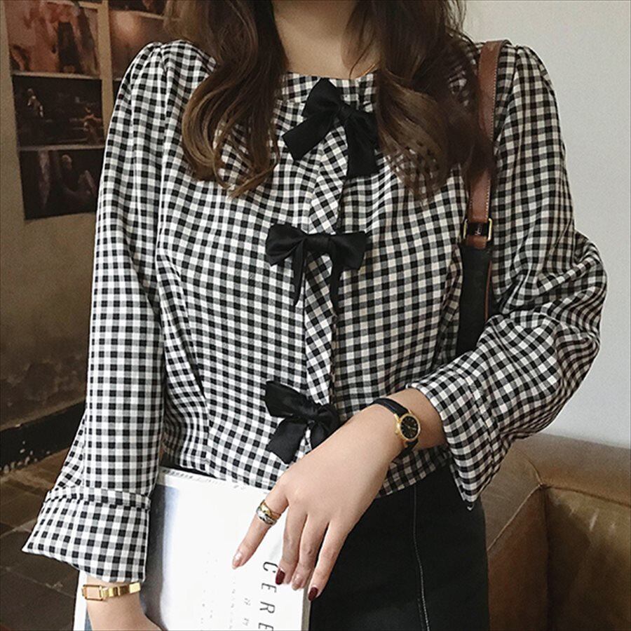 送料無料 ジャケット チェック柄 カジュアル系 長袖 リボン フェミニン系 大人可愛い こなれ感 きれいめ 代 30代 レディースファッション 可愛い 春 韓国 ショート丈 お出かけ 女子会 デイリーユース お茶会 ブラック 街角のカフェテラス