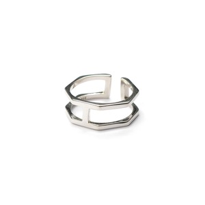 S925 GEOMETRIC POLYGON RING SILVER