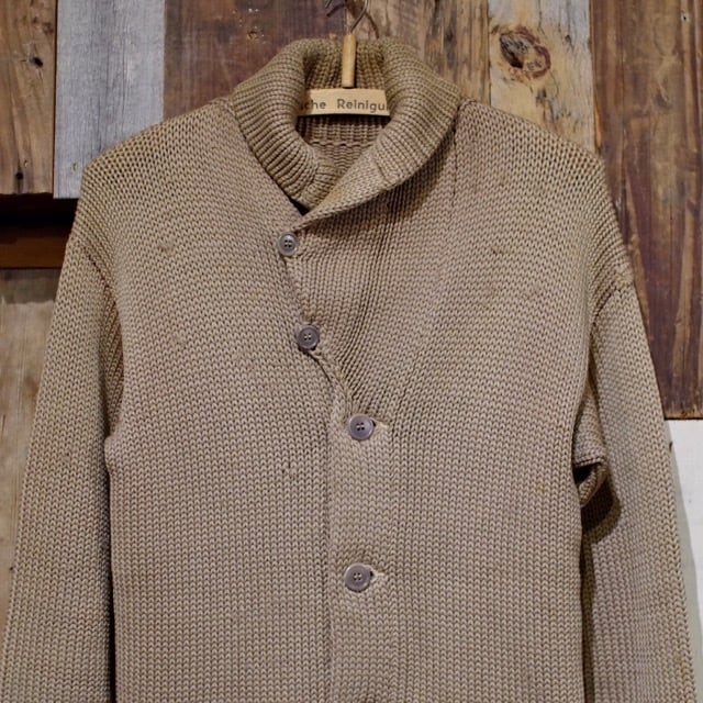 1930s Low Gauge Shawl Collar Athletic Cardigan / 30年代 ローゲージ