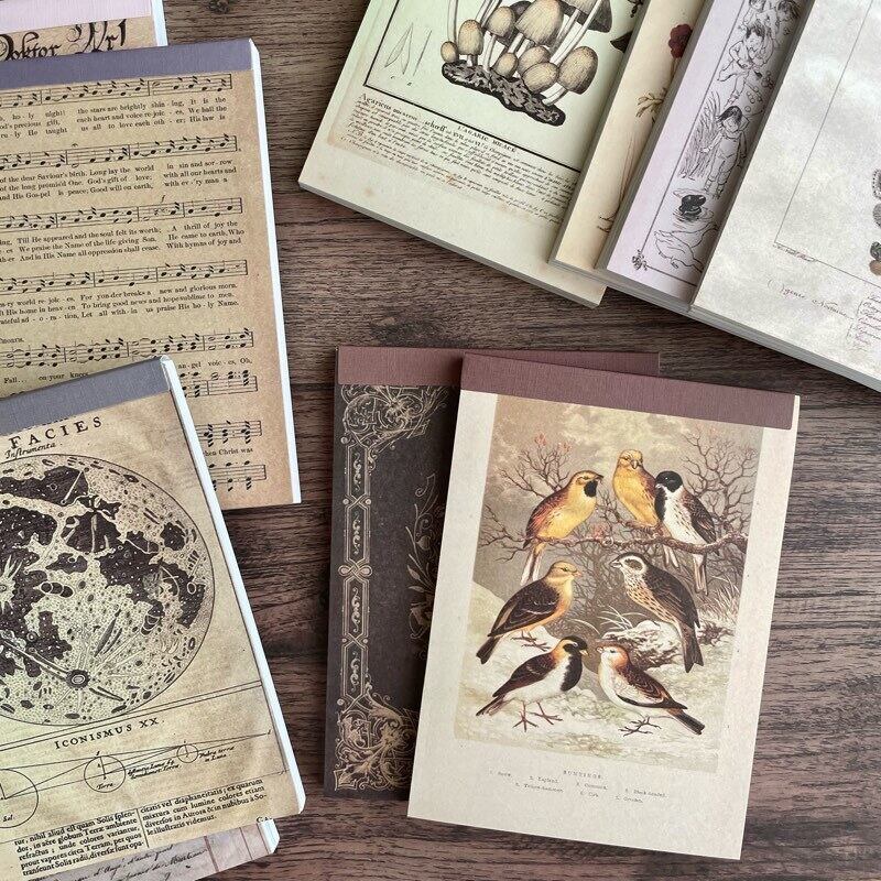 【 再入荷 】アンティークスタイル 素材紙パッド|ランダム 60sheet レトロ ヴィンテージイラスト