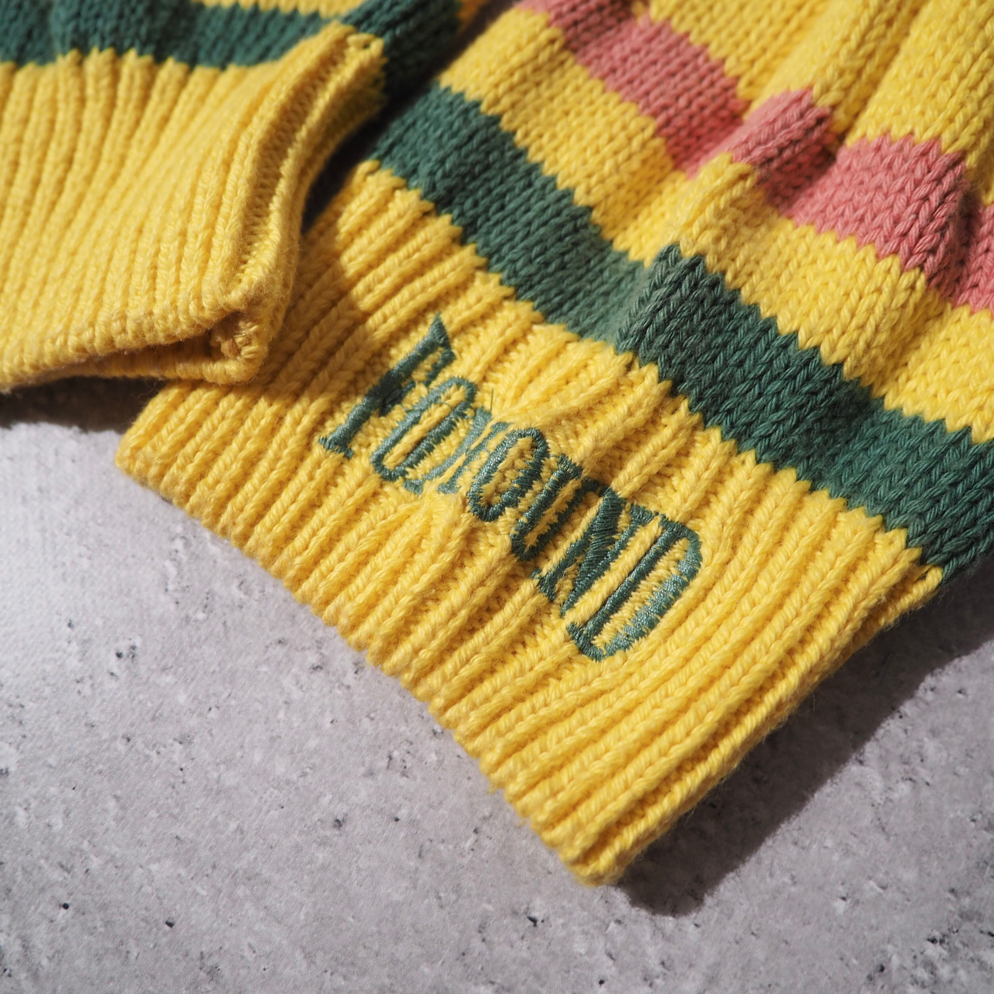 1990s ” Fox hound ” calm lemon yellow color cotton knit cardigan (made in Italy)
