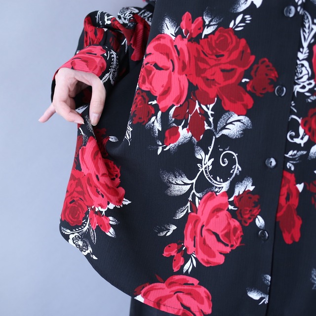 "薔薇" black mode loose silhouette shirt