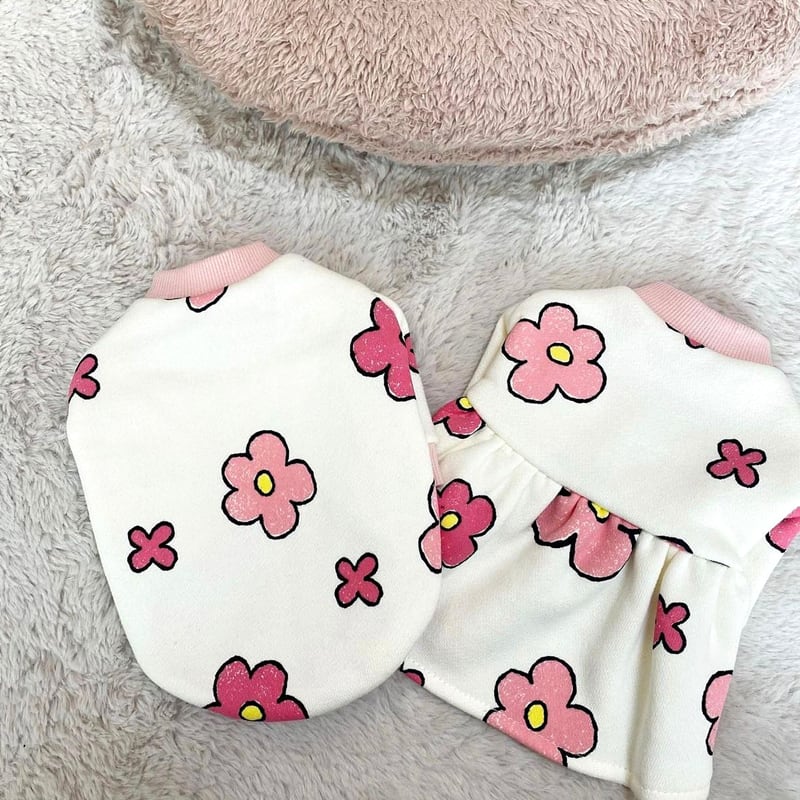 犬服 ピンク フラワーデザイン 3S 犬服 ピンク フラワーデザイン 3S