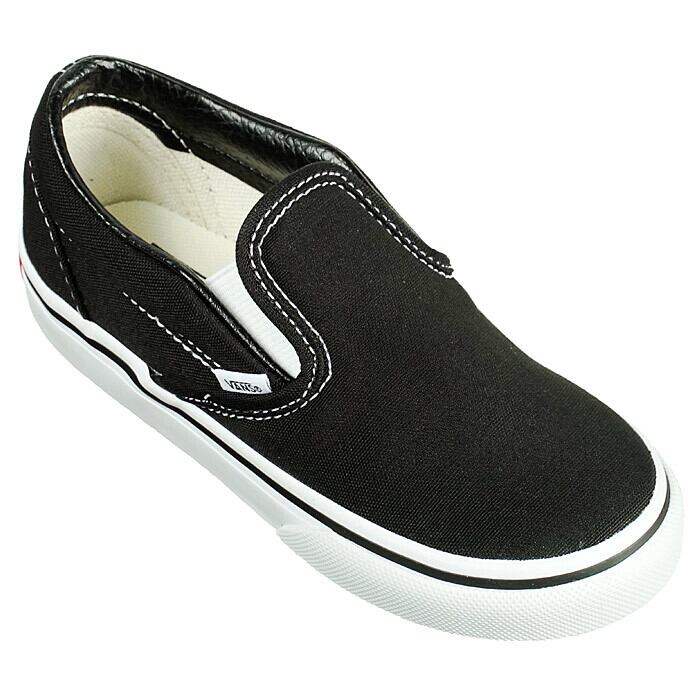 VANS Kid's Slip-On BLACK BLACK/WHITE スニーカー バンズ