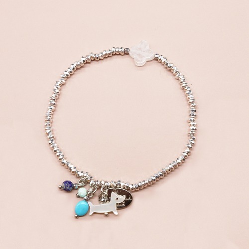 【Be Loved Turquoise】キングマンターコイズ×マザーオブパール×シルバーヘマタイト ブレスレット