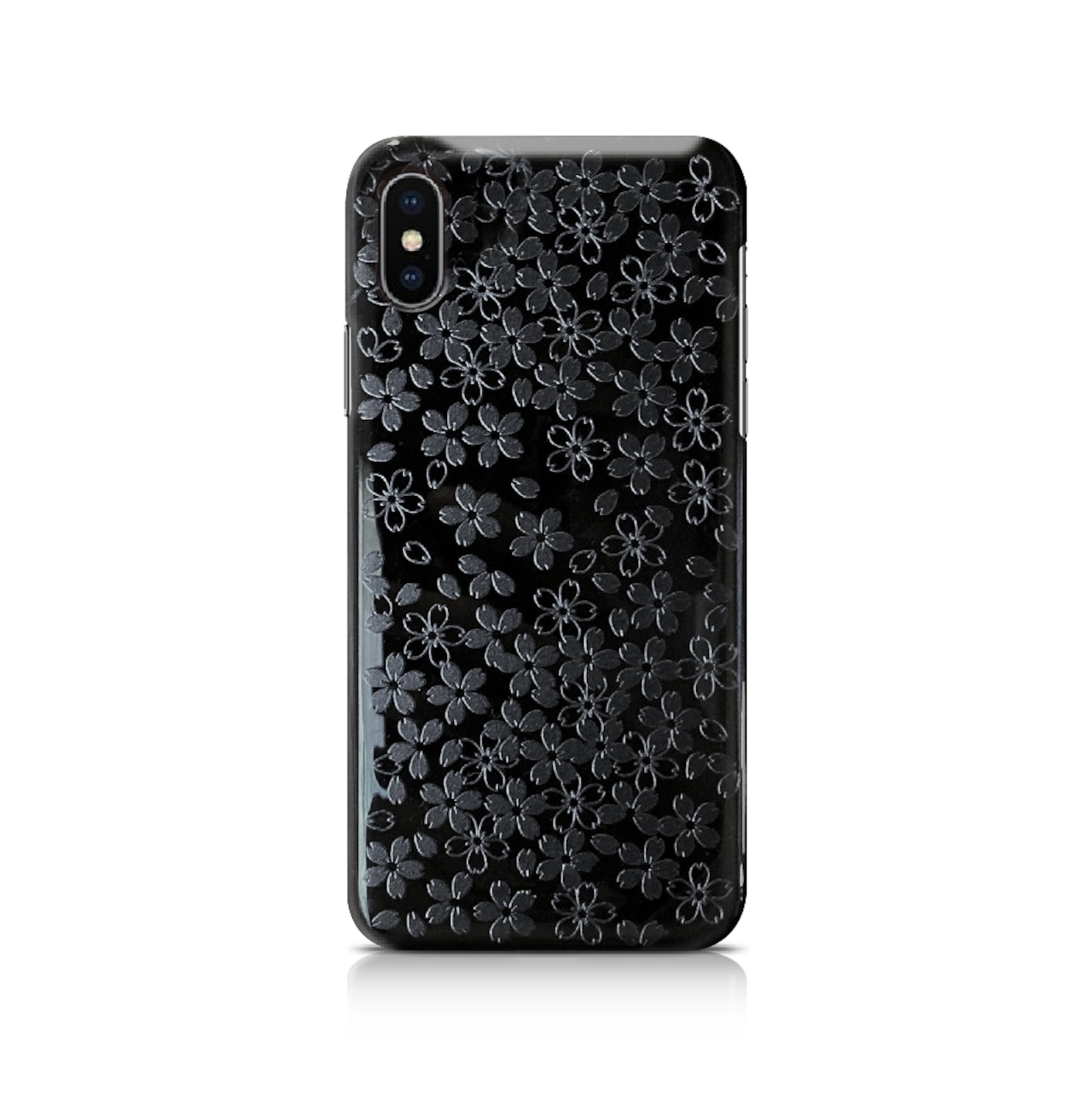 黒桜 - 和風 立体型 ブラック iPhoneケース【数量限定ノークレジット】