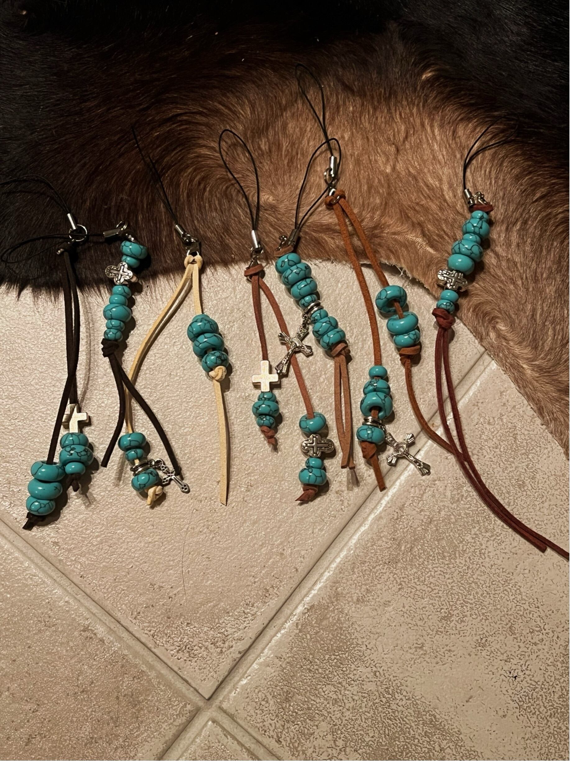 限定7本】ハンドメイド 天然石×本革×ターコイズ ユニセックス 【限定7