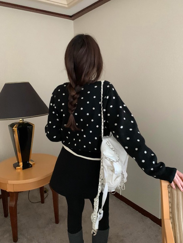 (即納)P.Y.T / Dot Cashmere Cardigan / black