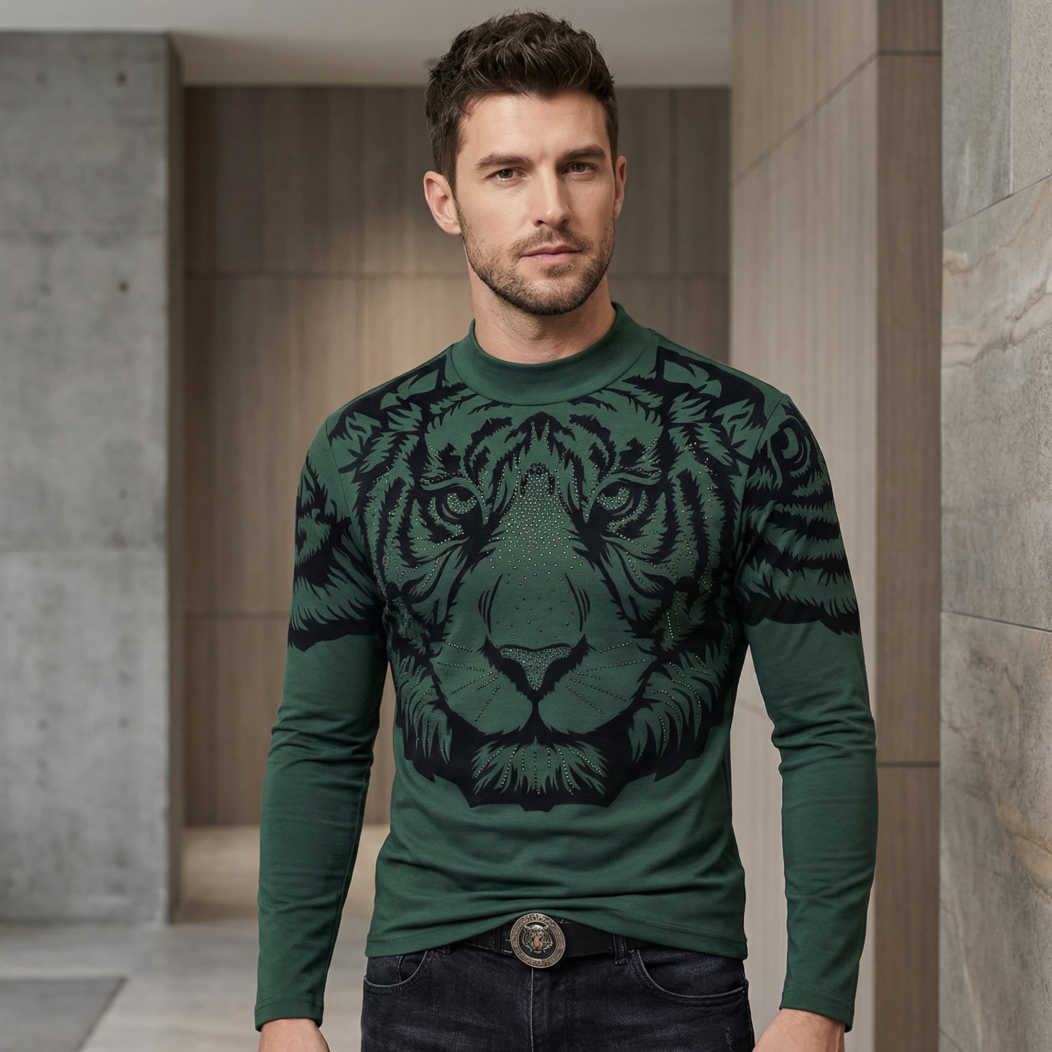 アーバンタイガーモックネックシャツ(2color) M0794