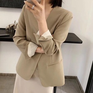 【送料無料】ノーカラージャケット アウター 羽織 ショート丈 長袖 ゆったり 無地 シンプル 大人可愛い カジュアル ベーシック きれいめ お出かけ デート 普段使い デイリー 着回し 通勤 OT-309IU