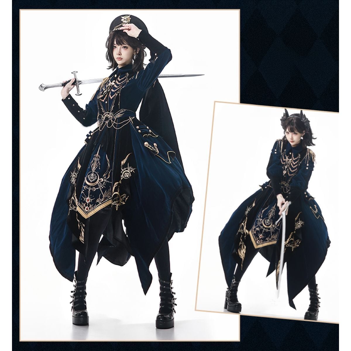 終焉なる聖遺物ロングマント軍服ロリータセットアップ | Maiden's Rêve