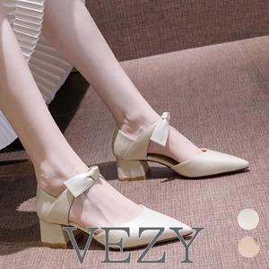 パンプス 痛くない リボンパンプスヒール きれいめパンプス 結婚式 チャンキーヒール 歩きやすいシューズ ヒール太め ポインテッドトゥ pumps 大人可愛い美脚 靴 shoes シューズ ベジー VEZY ItemNo.【19737158 】