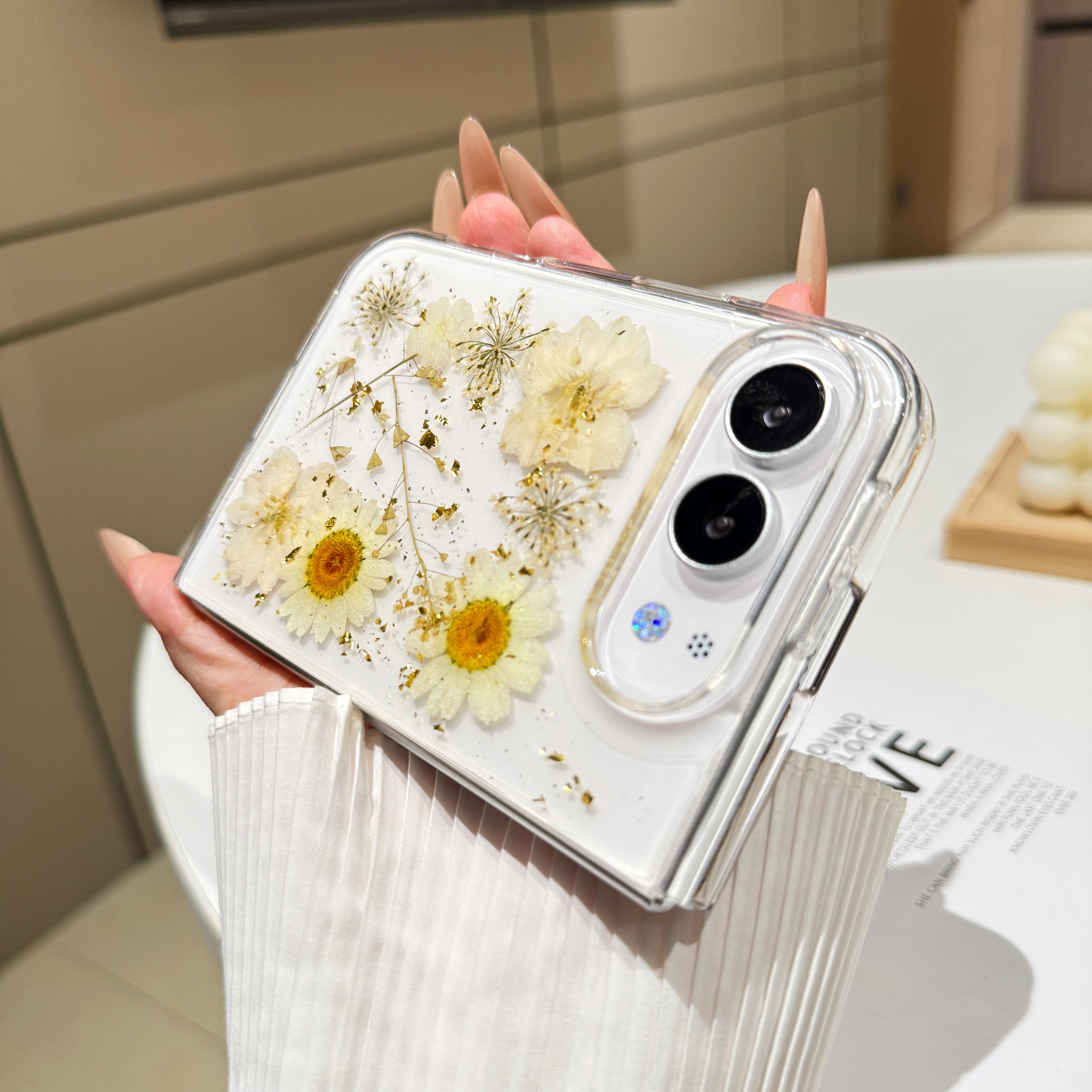 押し花 iPhone Duo ケース クリア おしゃれ スマホカバー 透明 ドライ