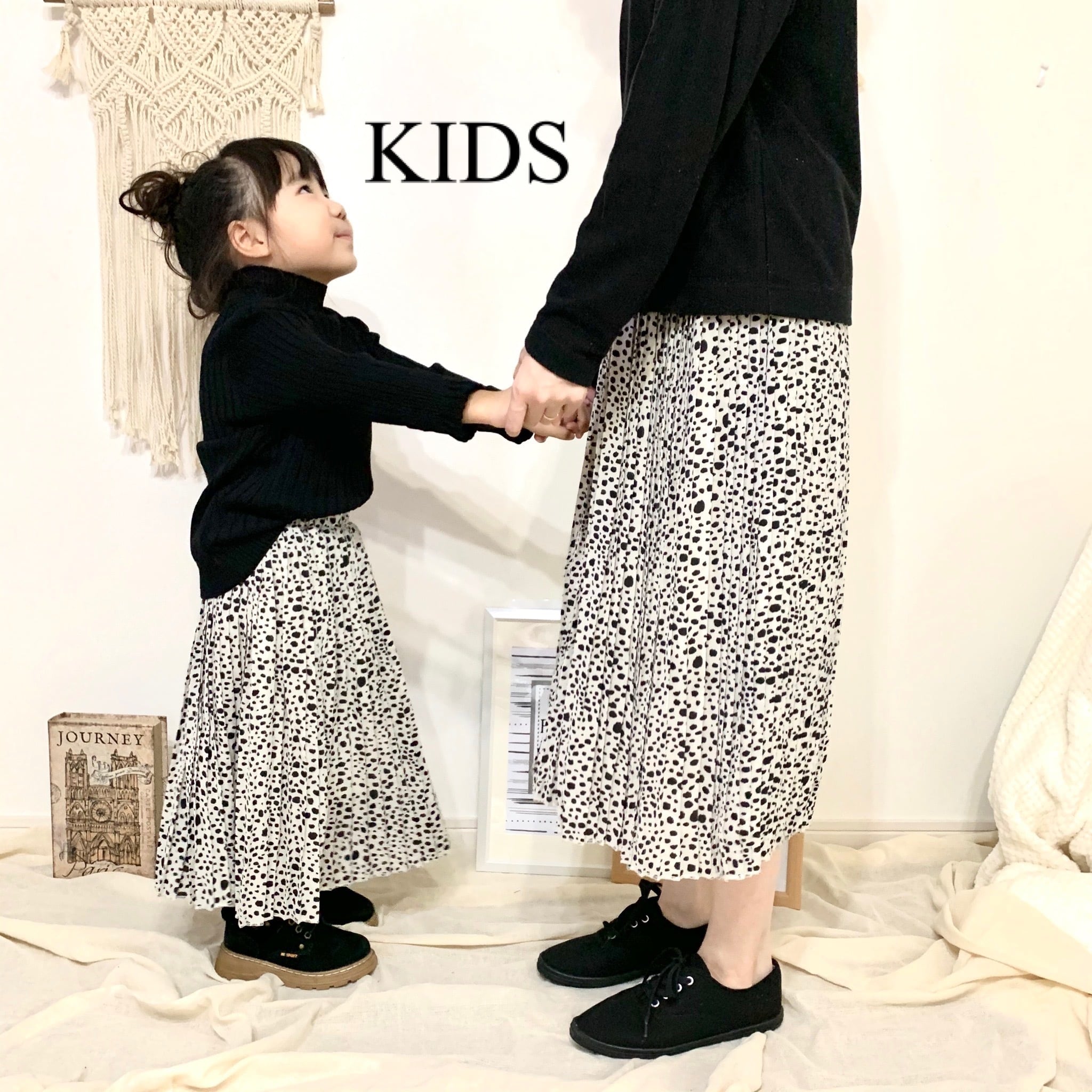 【即納送料込】KIDS 親子お揃いダルメシアンプリーツスカート | 子供服　Rukaa powered by BASE