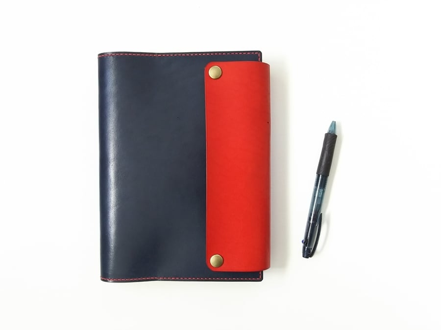 B6対応サイズ】バイカラーの手帳カバー【色が選べるカラー