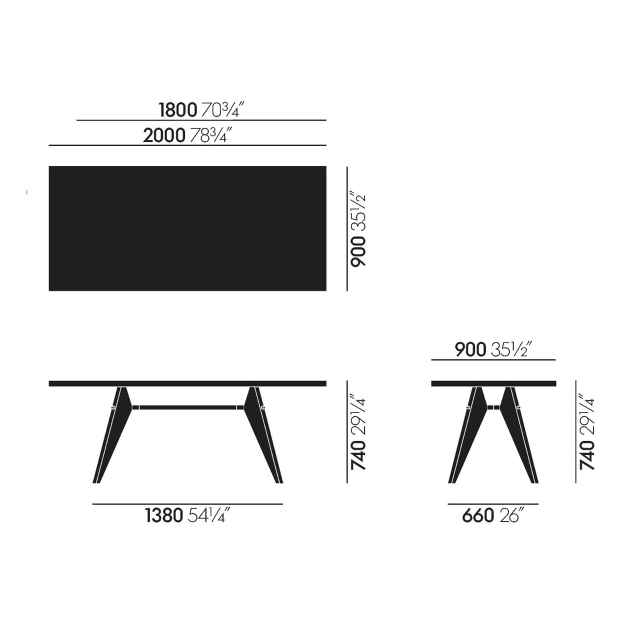 EMテーブル（W2000）｜ナチュラルオーク ソリッド オイル仕上げ ディープブラック TIMBER YARD