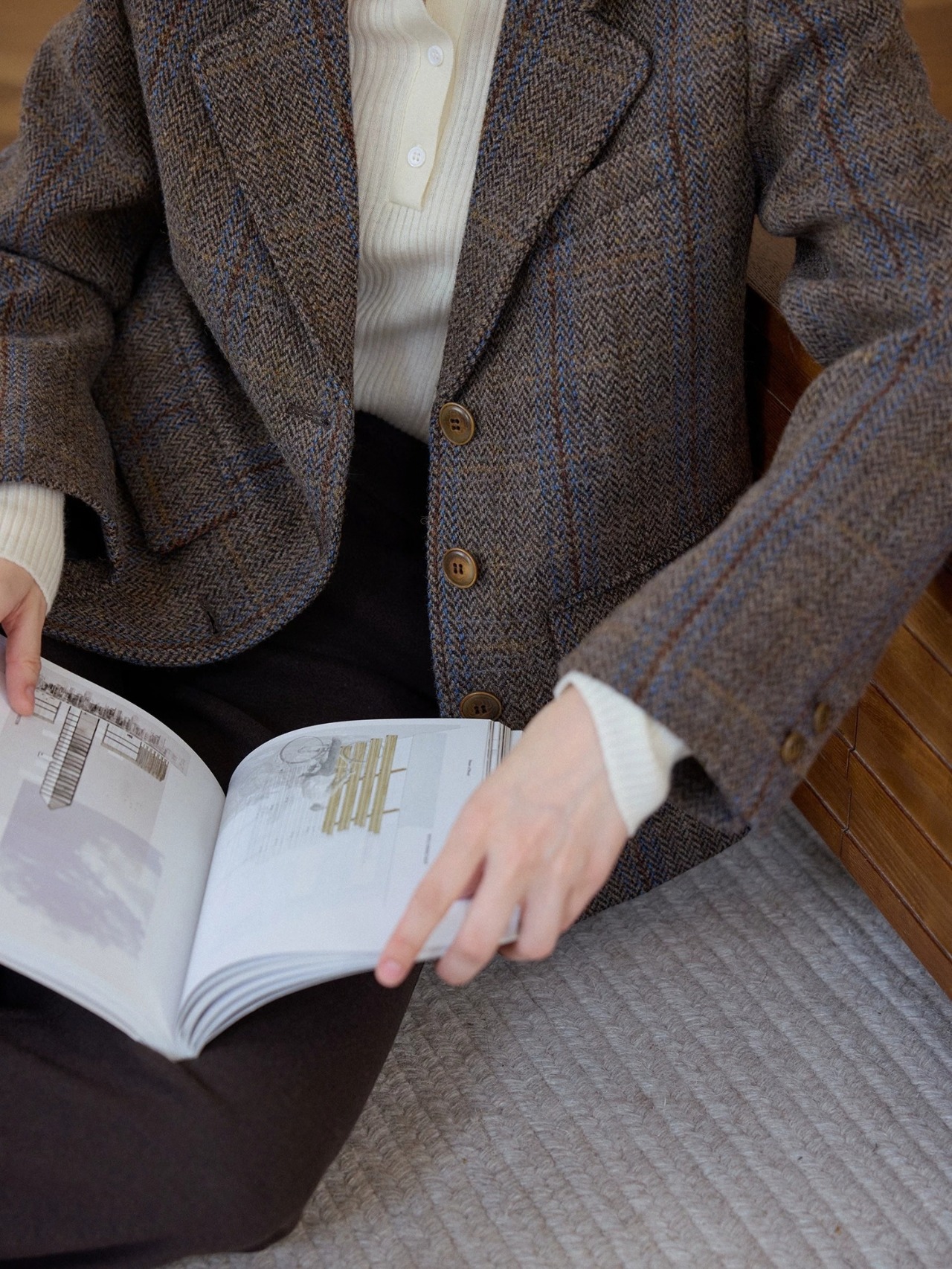 Carreaux Wool Herringbone Tailored Jacket F0856