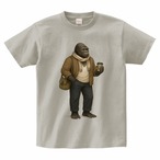 カフェタイムなマウンテンゴリラTシャツ[シルバーグレー]