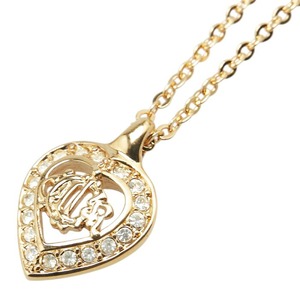ディオール エンブレムロゴ ハート ラインストーン モチーフ ネックレス ゴールド メッキ レディース Dior 【中古】