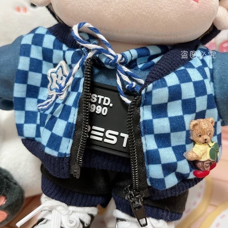 10cm.20cm】 ぬい服 かっこいい 青色 韓国風 ストリートコーデ