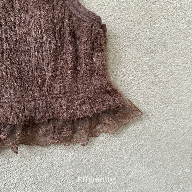 [即納5号/7号][送料無料]≪ELLY MOLLY≫Blooming Knit Vest brown 52
