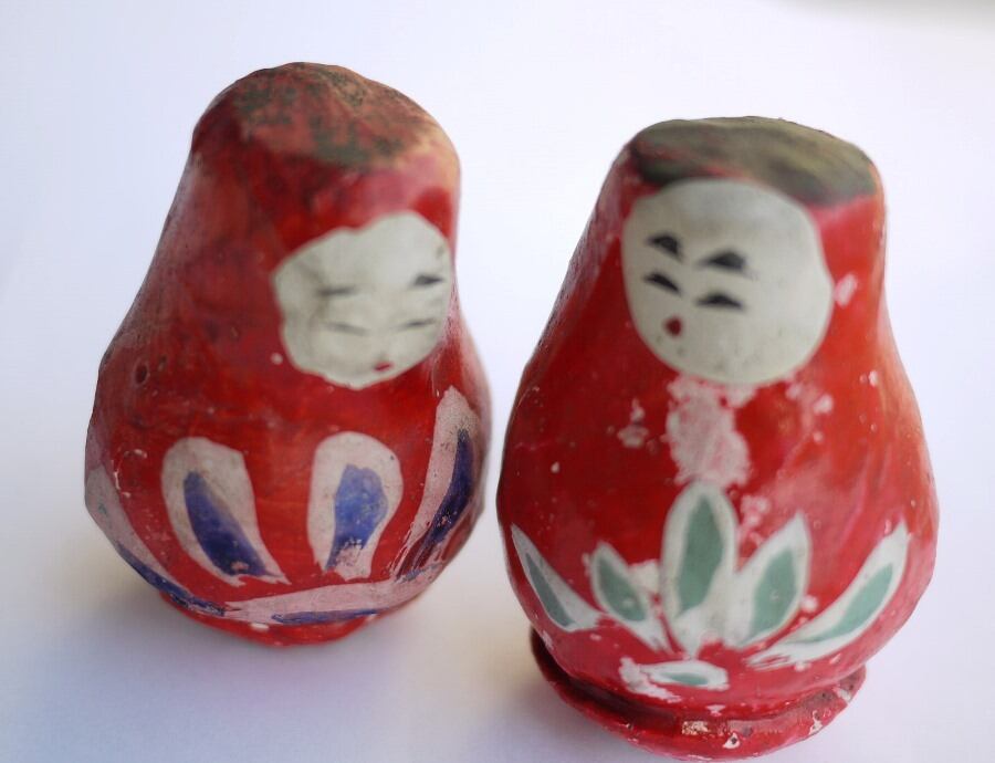 金天だるま2個 伊予国松山 郷土民芸張子人形 起上小法師 学業成就招福