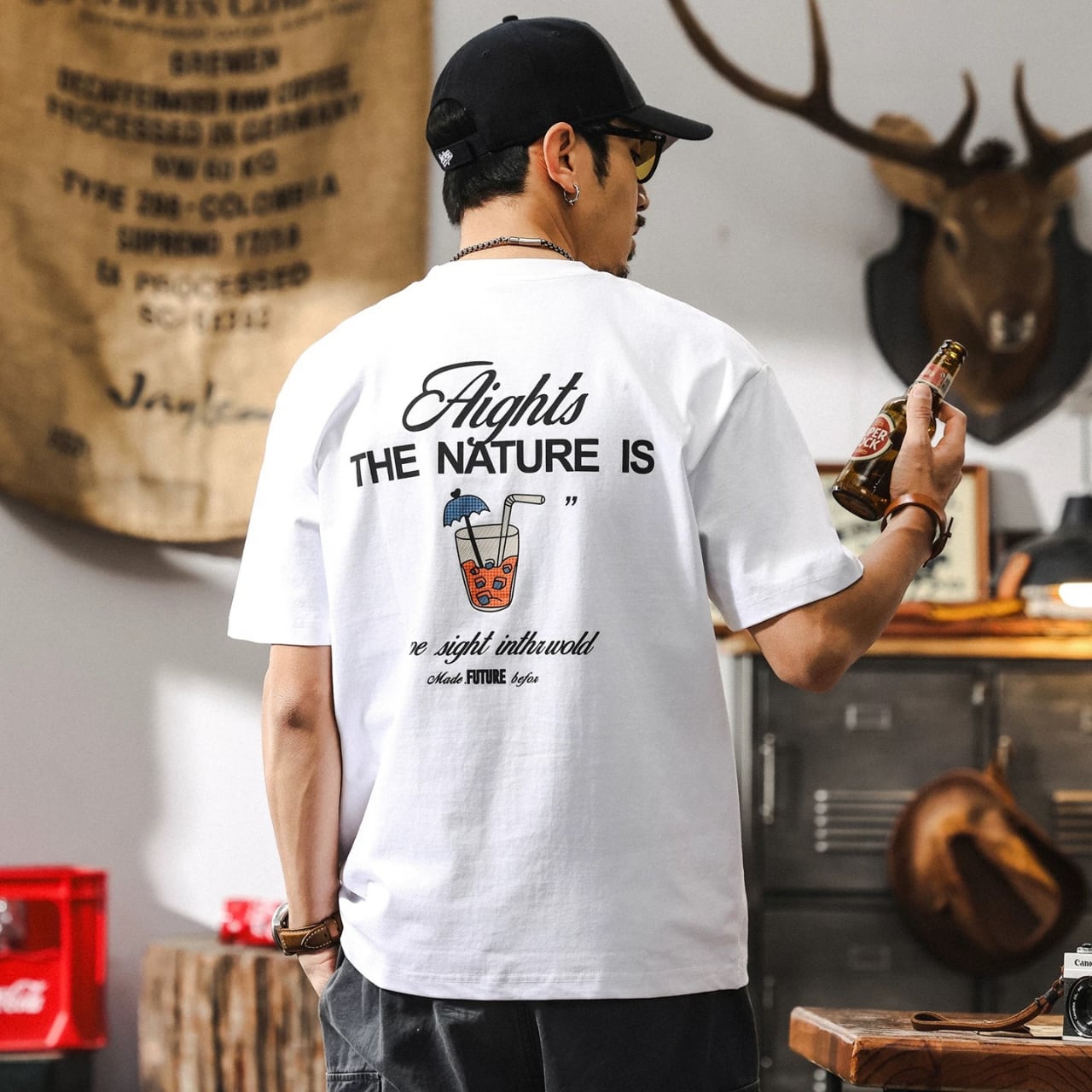 バックプリント グラフィック クルーネックTシャツ 00498