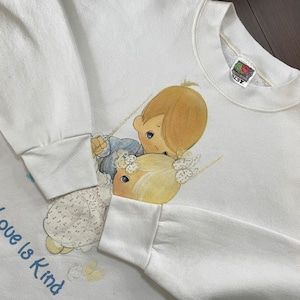 【FRUIT OF THE LOOM】90s メキシコ製 子供 Love Is Kids プリント スウェット トレーナー XL ビッグサイズ 白 US古着