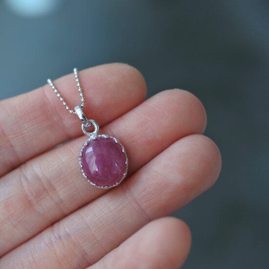 Pink Sapphire Necklace silver925