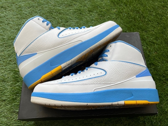 NIKE AIR JORDAN 2 RETRO MELO WHITE/VARSITY MAIZE/UNIVERSITY BLUE 385475-122 26.5cm 00560