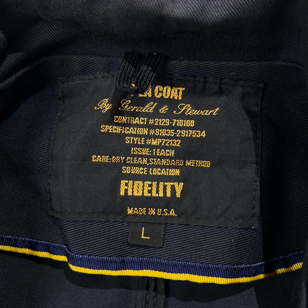 USA製 FIDELITY フィデリティ ツイルコットン ピーコート Pコート サイズ L /ネイビー/メンズ/アメリカ製