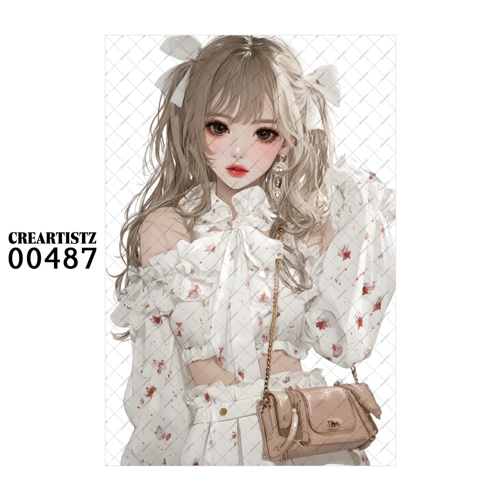 00487 ガール キュート オリジナル ペーパー/ステッカー 4枚セット CREARTISTZ