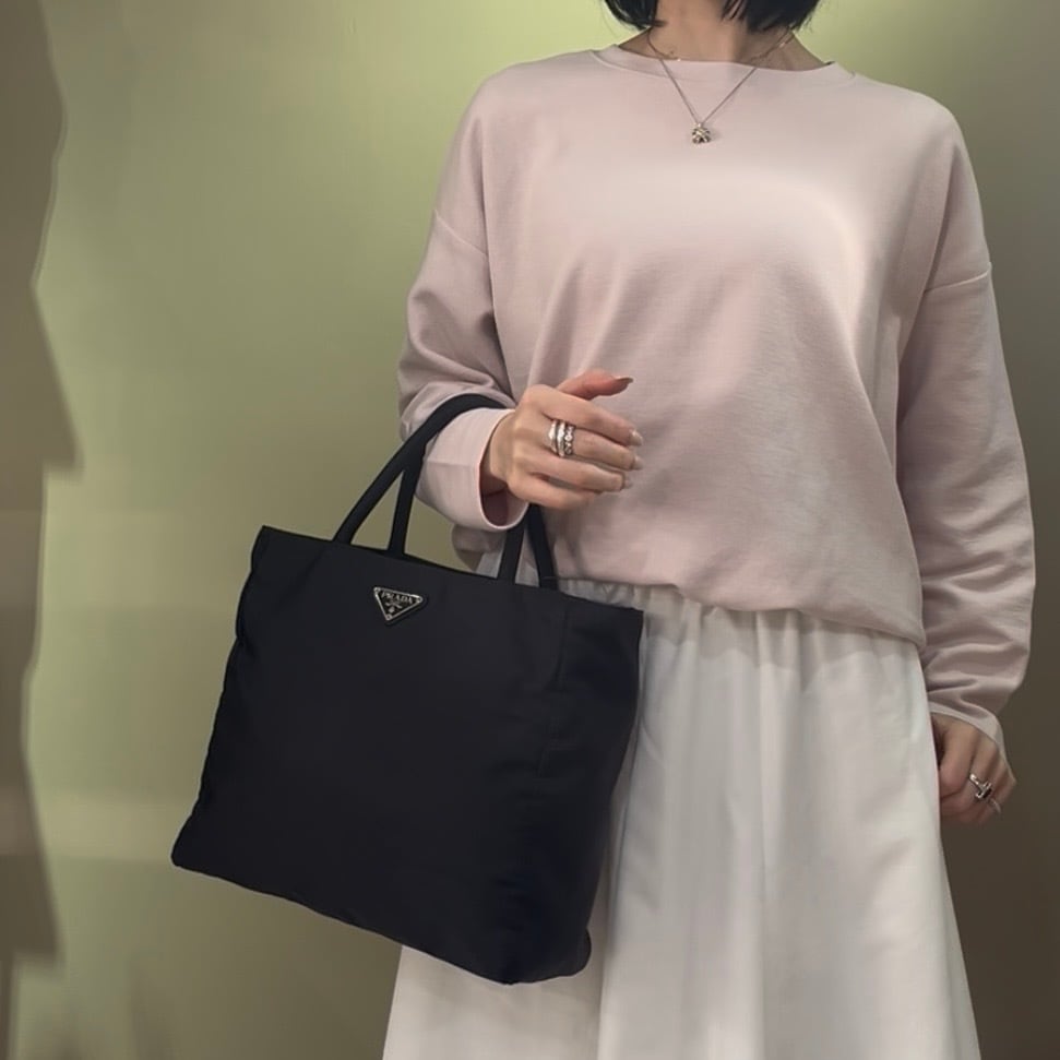 PRADA 】1313 プラダ ナイロン 三角プレートトートハンドバック