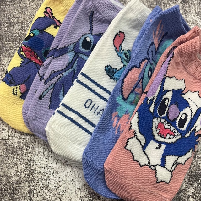 スティッチ デザインキャラクターソックス5足セット