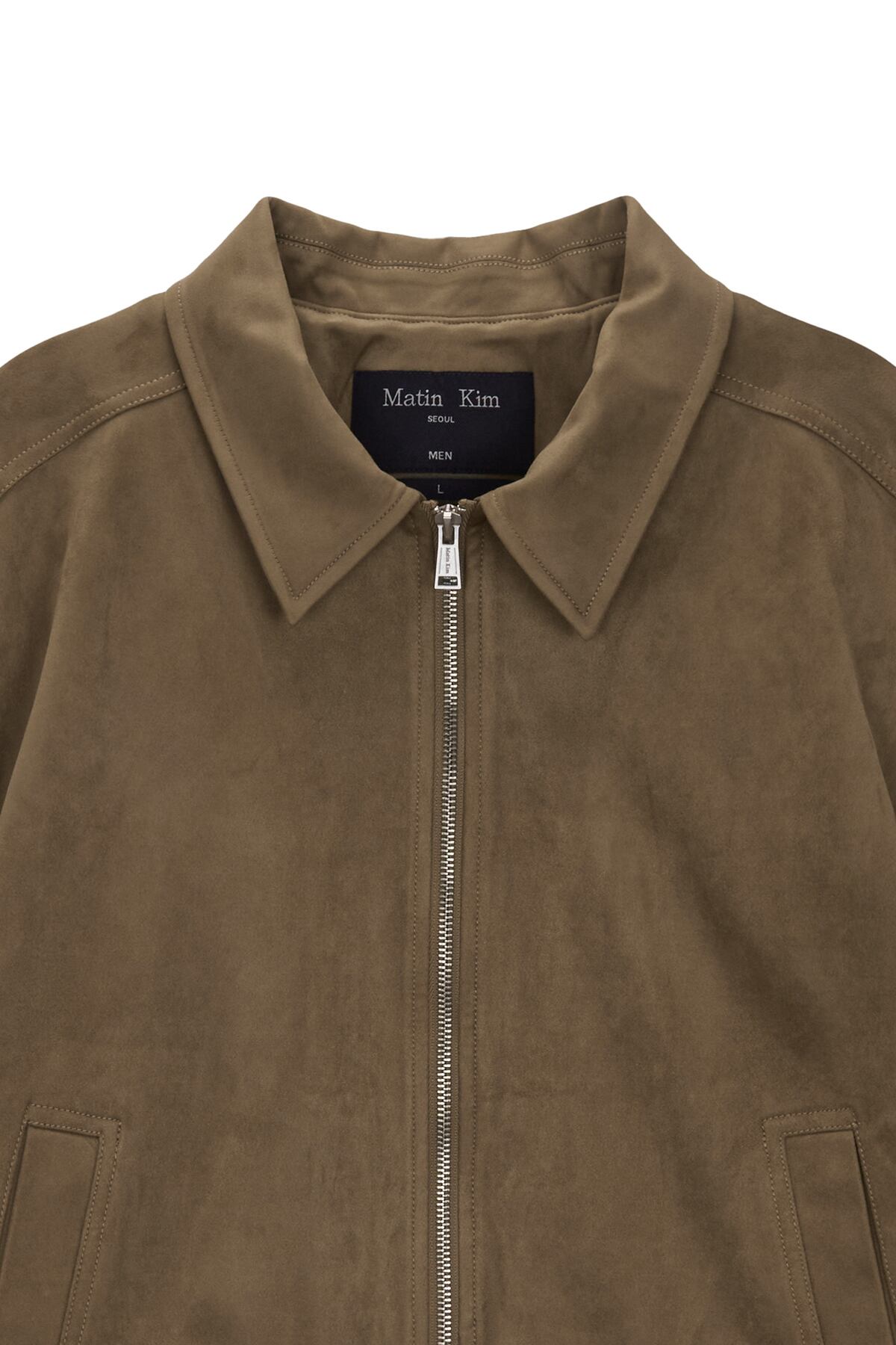Matin Kim] BACK LOGO SUEDE BLOUSON JUMPER FOR MEN IN BROWN 正規品