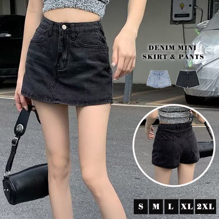蓮*様 タグつき新品未使用　パンスカ　ショートパンツ　ホットパンツ　ミニスカート メール便】デニム ミニ スカパン スカート ショートパンツ 一体型