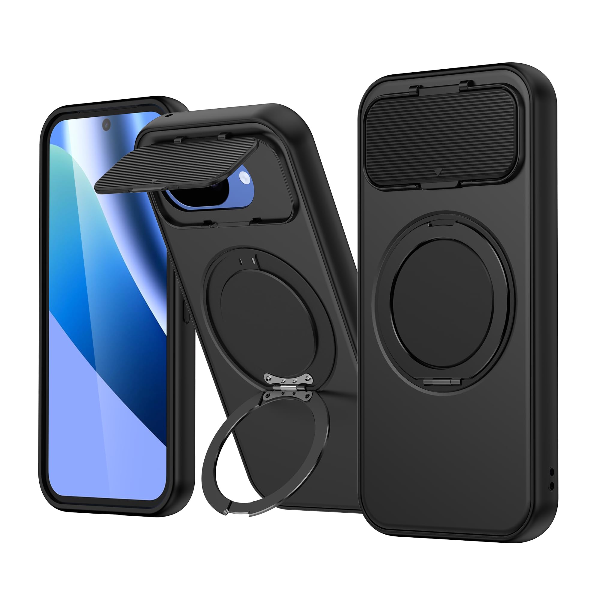 Taosan Google Pixel 10A 対応ケース レンズカバー リング付き 磁力なし TPU+PC ブラック