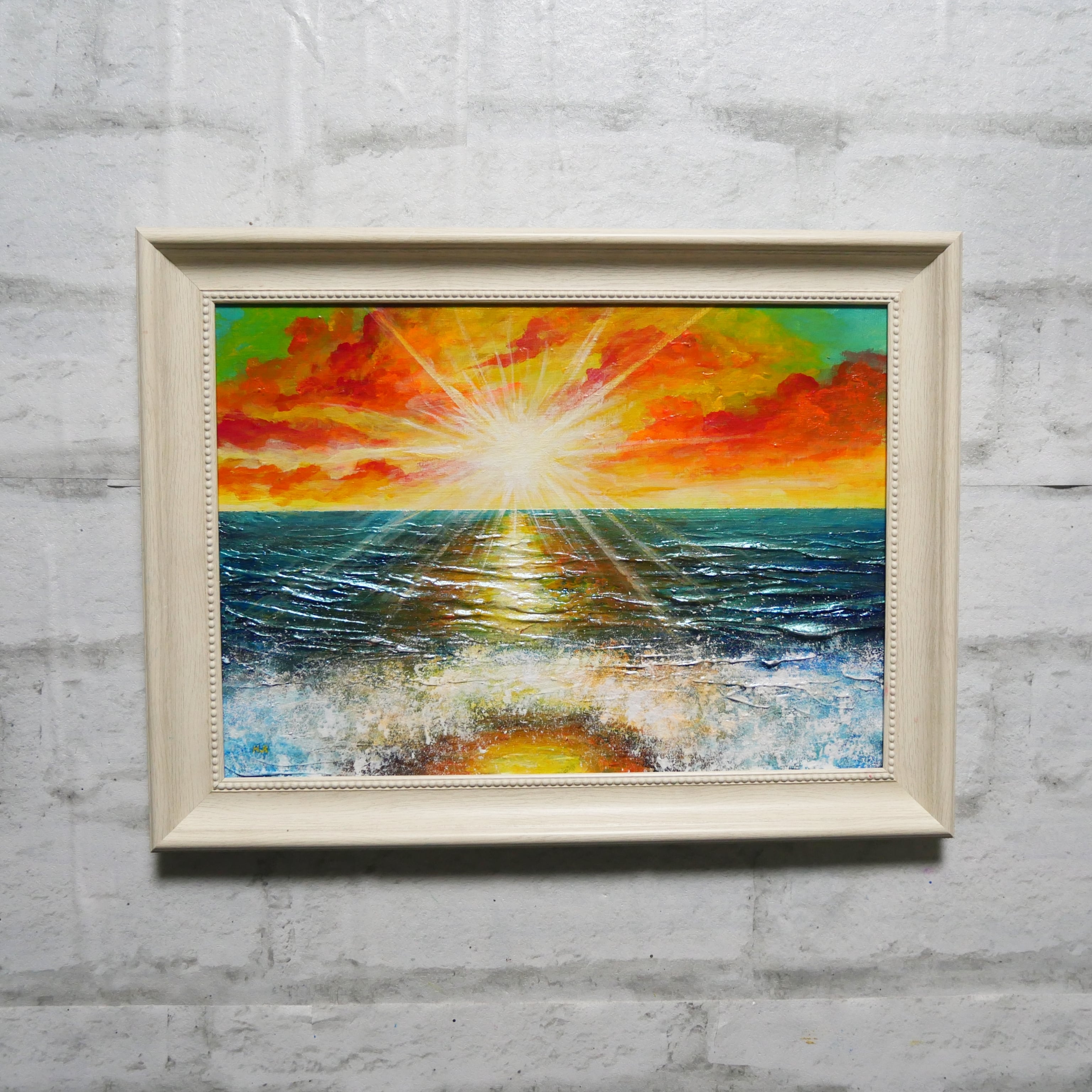 油絵 油彩 油彩画 絵画【マリーゴールドと富士山】 | HIROSHI1990