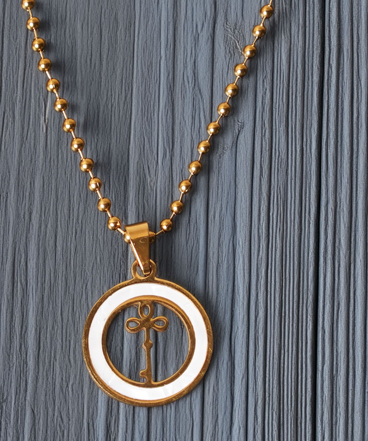 ◆シェルトップ ボールチェーンネックレス◆ch-25104