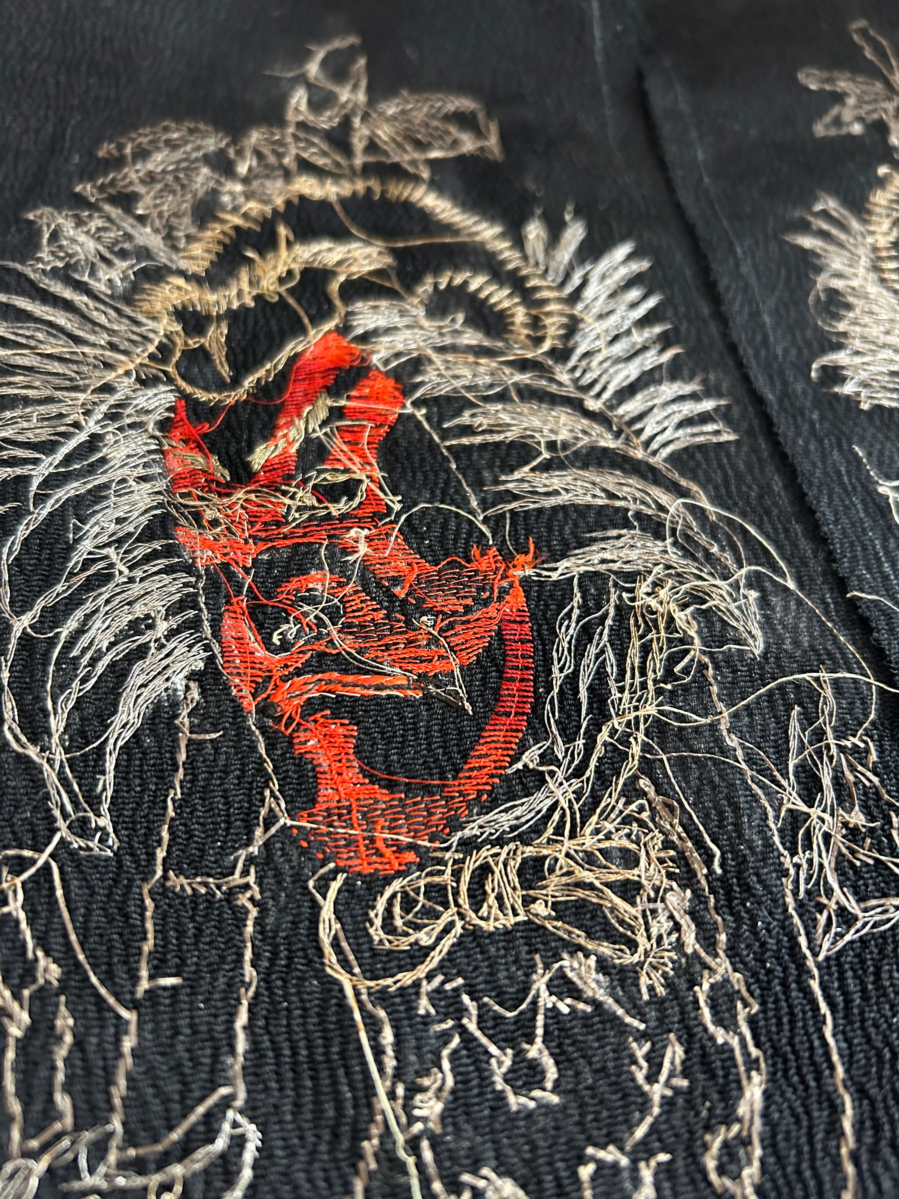 アンティーク刺繍半襟　暫